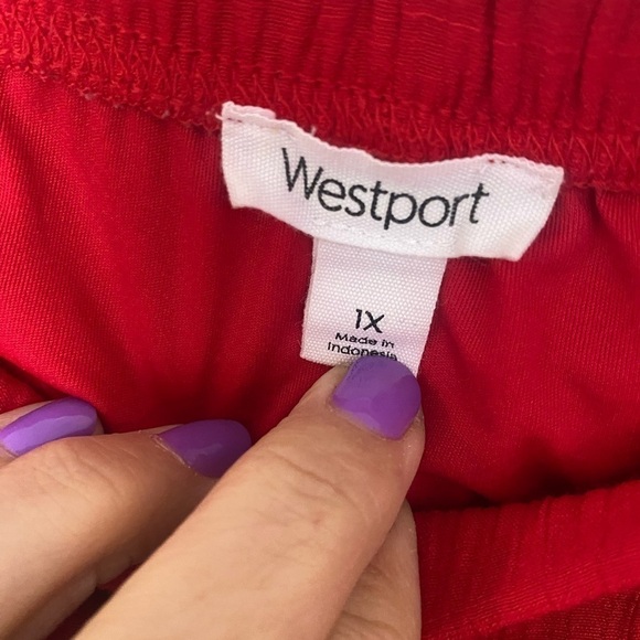 Westport 1x ladies, red crêpe, midi, length skirt - Picture 4 of 4
